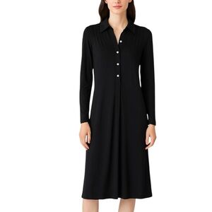 J. Jill Jersey Knit Shirt Dress Black Small Stretchy Classic Minimalist Timeless